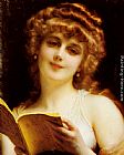 A Blonde Beauty Holding a Book by Etienne Adolphe Piot